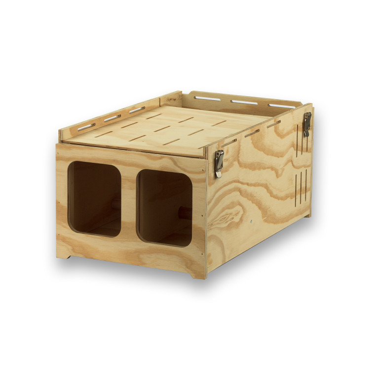 Transportín de madera Pluma con 2 departamentos para pájaros medios