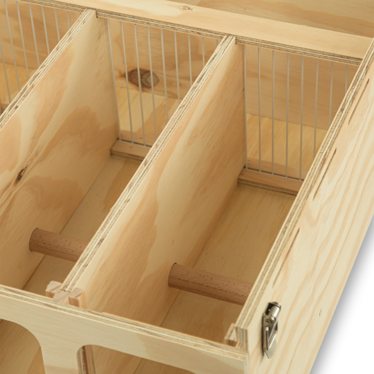 Transportín de madera Pluma con 3 departamentos para pájaros medios