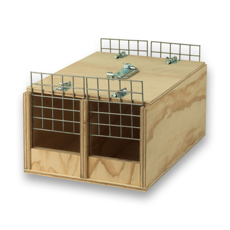 Transportín de madera Avi con 2 departamentos para pájaros medios