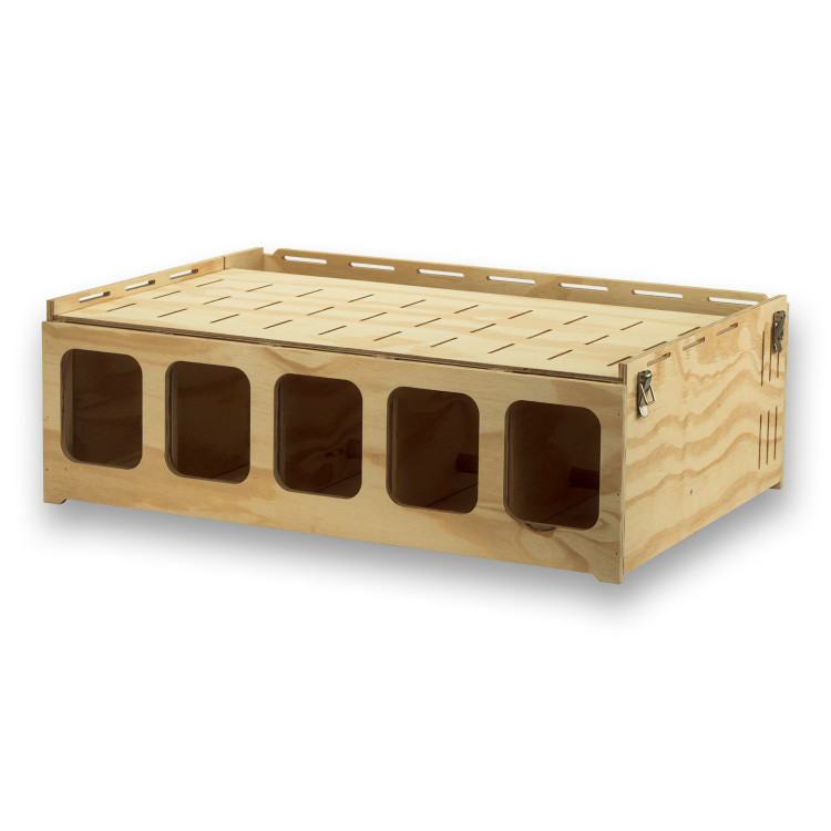 Transportín de madera Pluma con 5 departamentos para pájaros medios