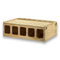 Transportín de madera Pluma con 5 departamentos para pájaros medios