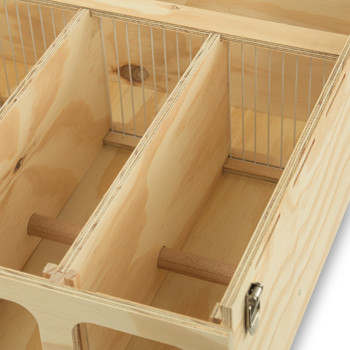 Transportín de madera Pluma con 5 departamentos para pájaros medios